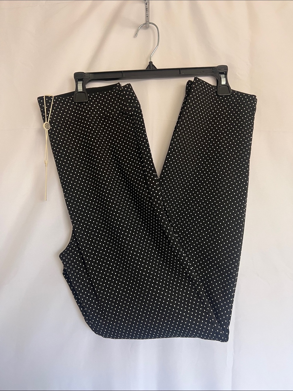 Max Studio Black Polka Dot Straight-Leg Pants